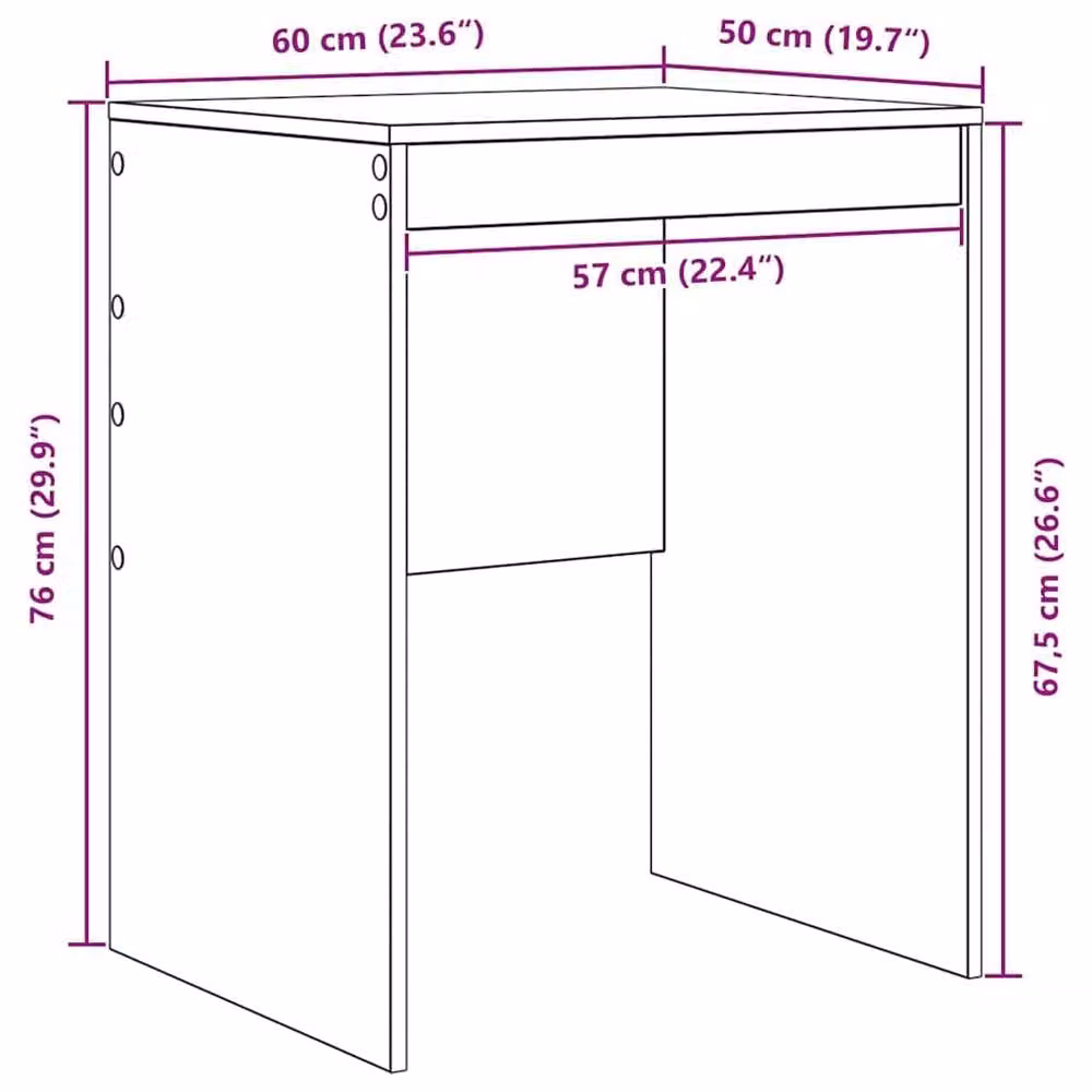 Berkfield Home Writing Desk in Grey Sonoma, W/D/H: 60 x 50 x 76 cm – 5