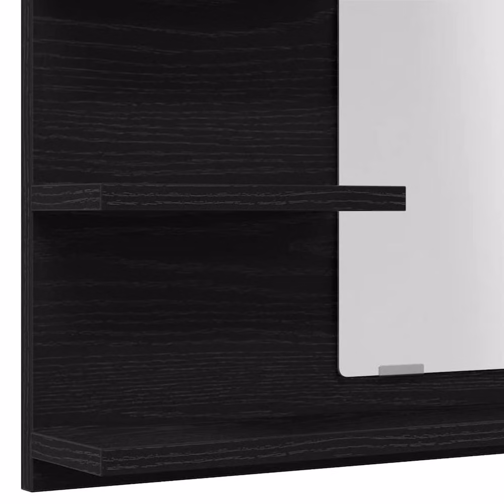 Berkfield Home Black Oak Wall Mounted Bathroom Mirror, W: 60 cm, D: 10.5 cm, H: 45 cm – 7