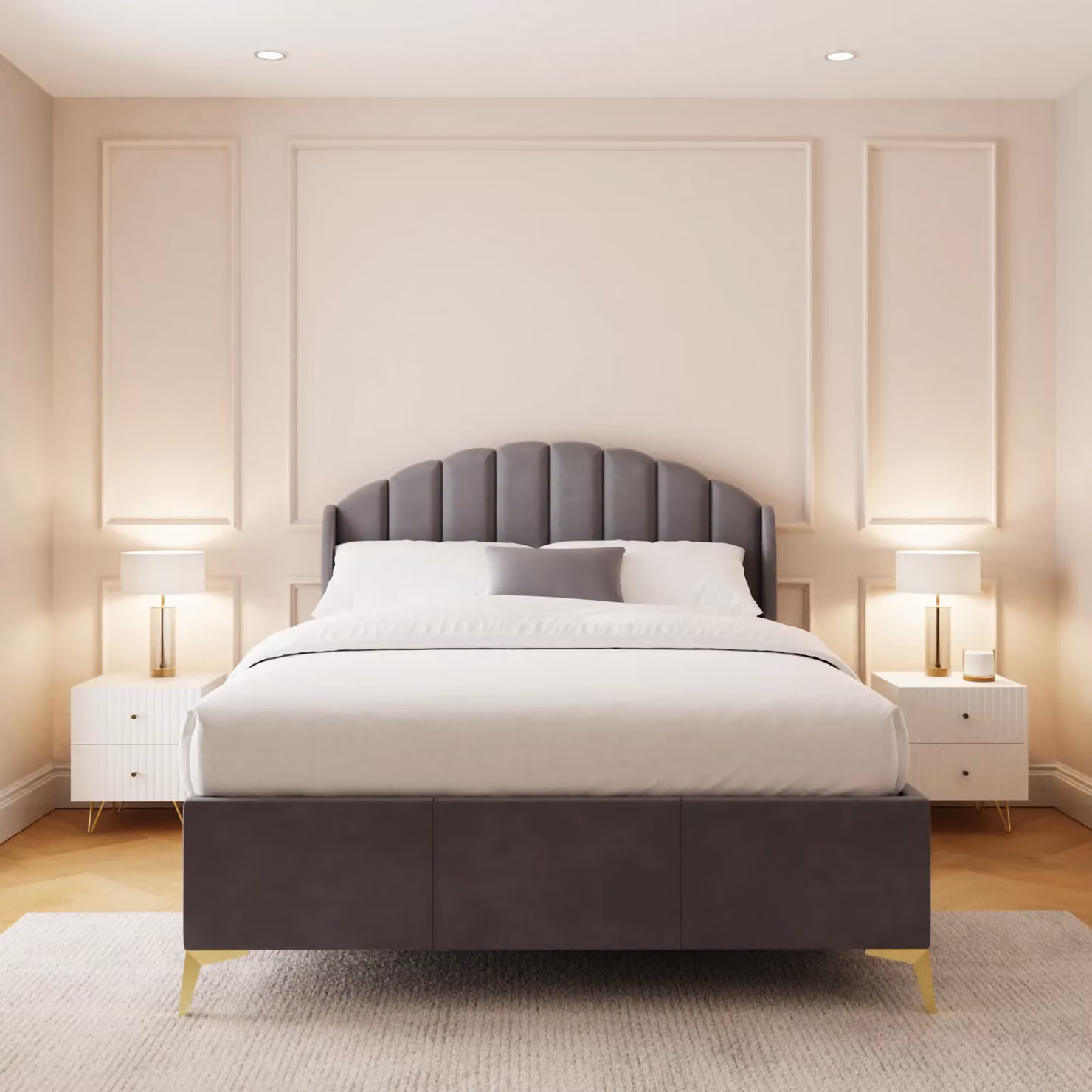 GFW Pettine Grey Velvet Upholstered Ottoman Storage Bed Frame, Double 140 x 200 cm – 2