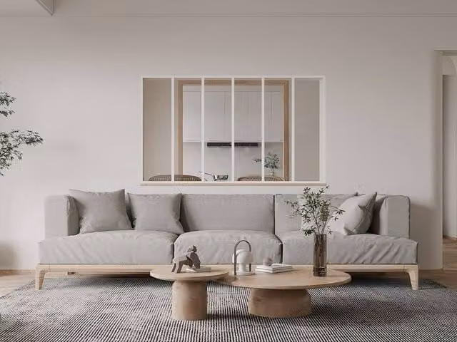 Vente-unique Powder-Coated Aluminium and Glass Partition, White, W: 180 cm, H: 105 cm