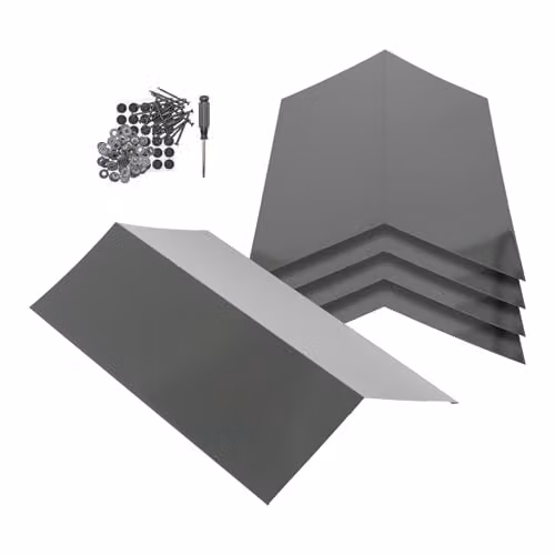Harbour Housewares Anthracite Metal Roofing Ridge Caps, Pack of 5, W/D/H: 60 x 30 x 3.2 cm – 2