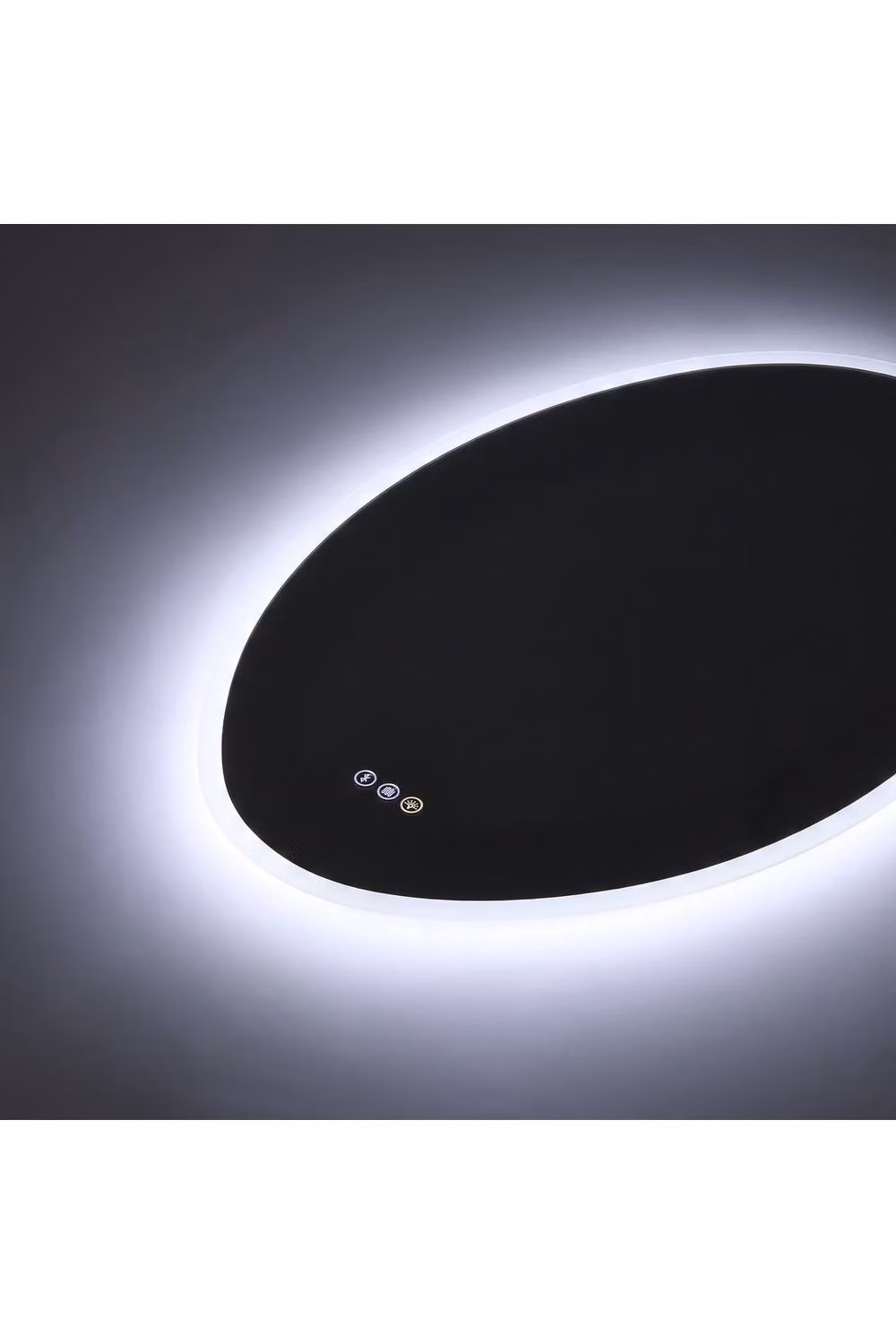 Living and Home Round Frameless Anti-fog Bathroom Mirror with Dimmable LED Light and Touch Switch in Silver – 3