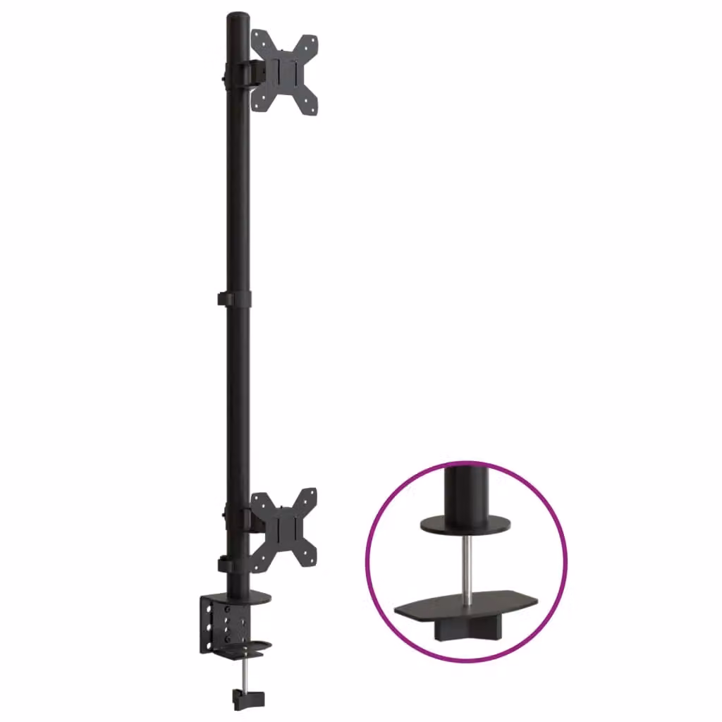 Berkfield Home Dual Monitor Stand in Black Steel with VESA 75/100 mm – 2