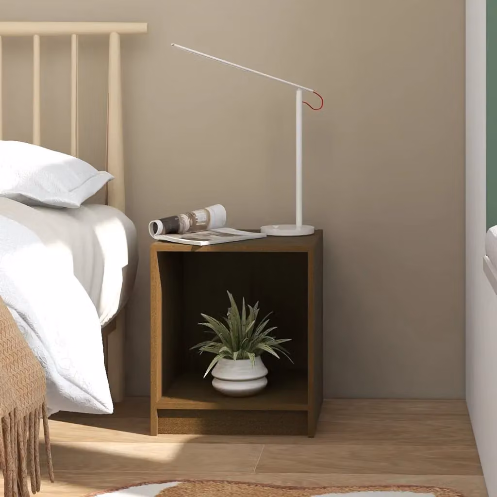 Berkfield Home Set of 2 Solid Pinewood Bedside Cabinets in Honey Brown, W/D/H: 35.5 x 33.5 x 41.5 cm – 2