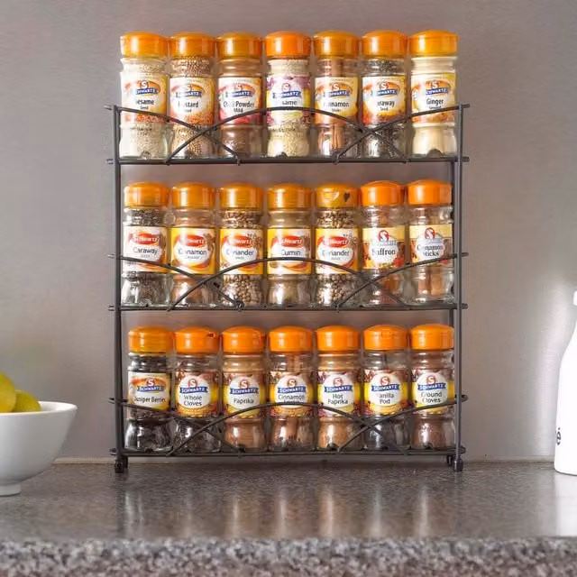 Neo 3 Tier Freestanding Metal Table Top Spice Rack in Black