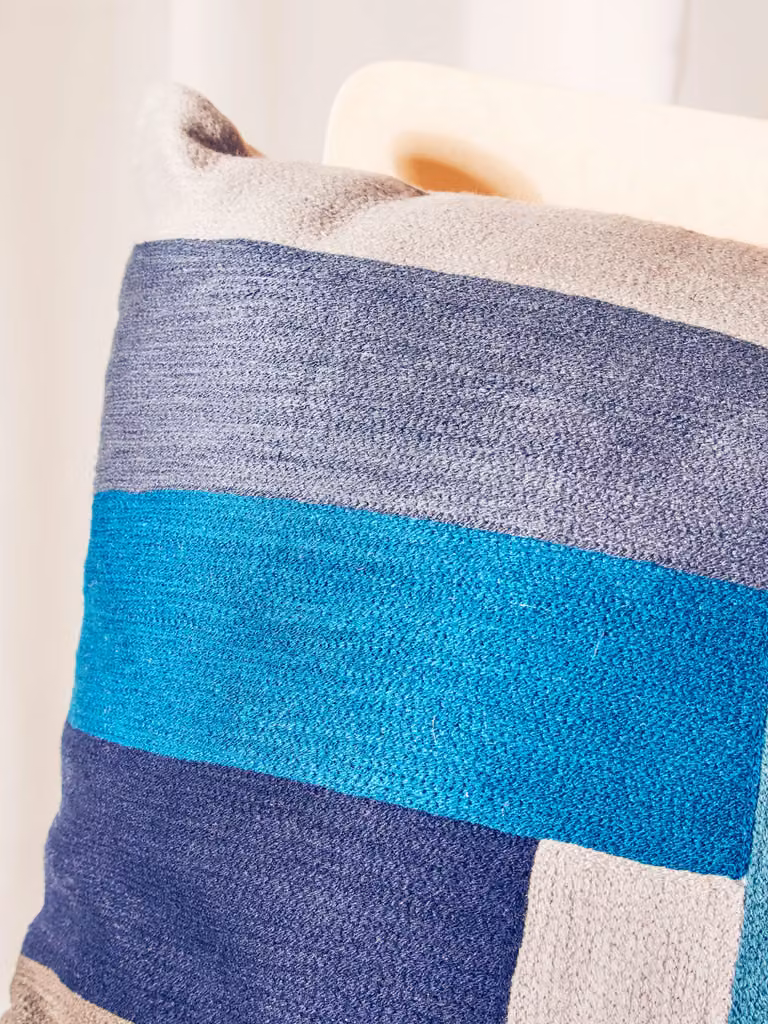 Orsina Multicolour Striped Cotton Square Cushion