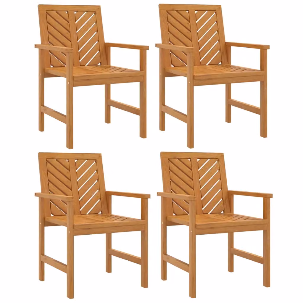 Berkfield Home Garden Set of 4 Modern Geometric Acacia Wood Dining Chairs in Brown – 2