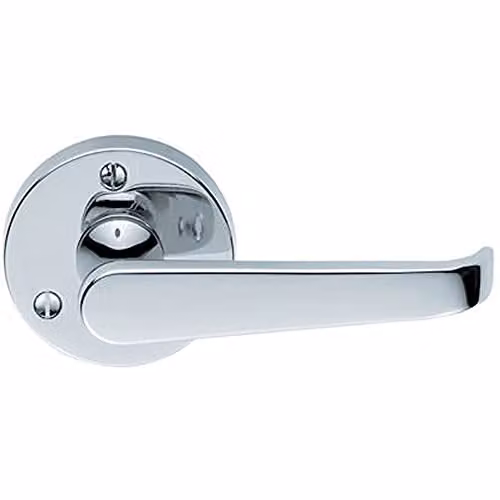 Loops Pair of Victorian Straight Lever Door Handles with 59mm Round Rose in Polished Chrome
