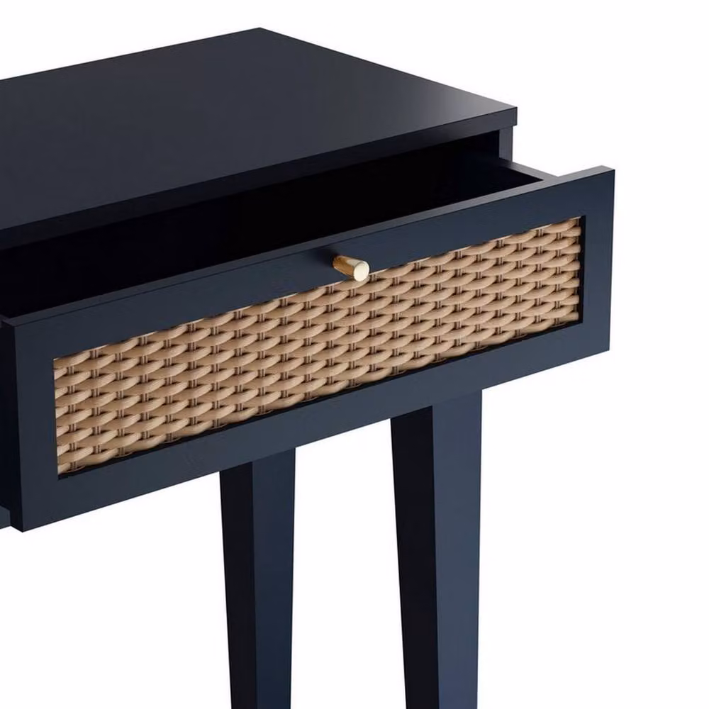 LPD Bordeaux 2 Drawer Dressing Table in Blue and Oak with Gold Details, W: 110 cm, D: 32 cm, H: 84.5 cm – 5