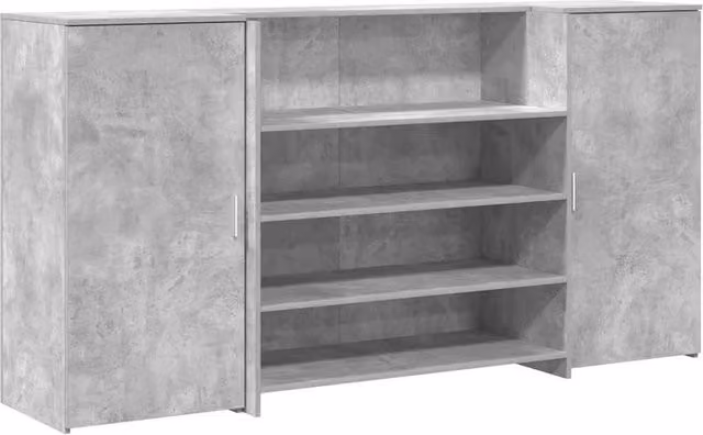 Berkfield Home Reception Desk in Concrete Grey, W/D/H: 200 x 50 x 103.5 cm
