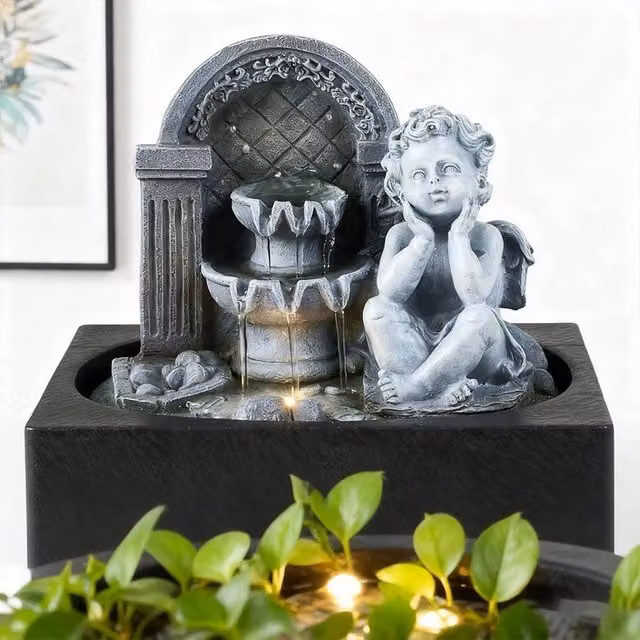 EONLION Black Indoor Tabletop LED Waterfall Fountain – 1