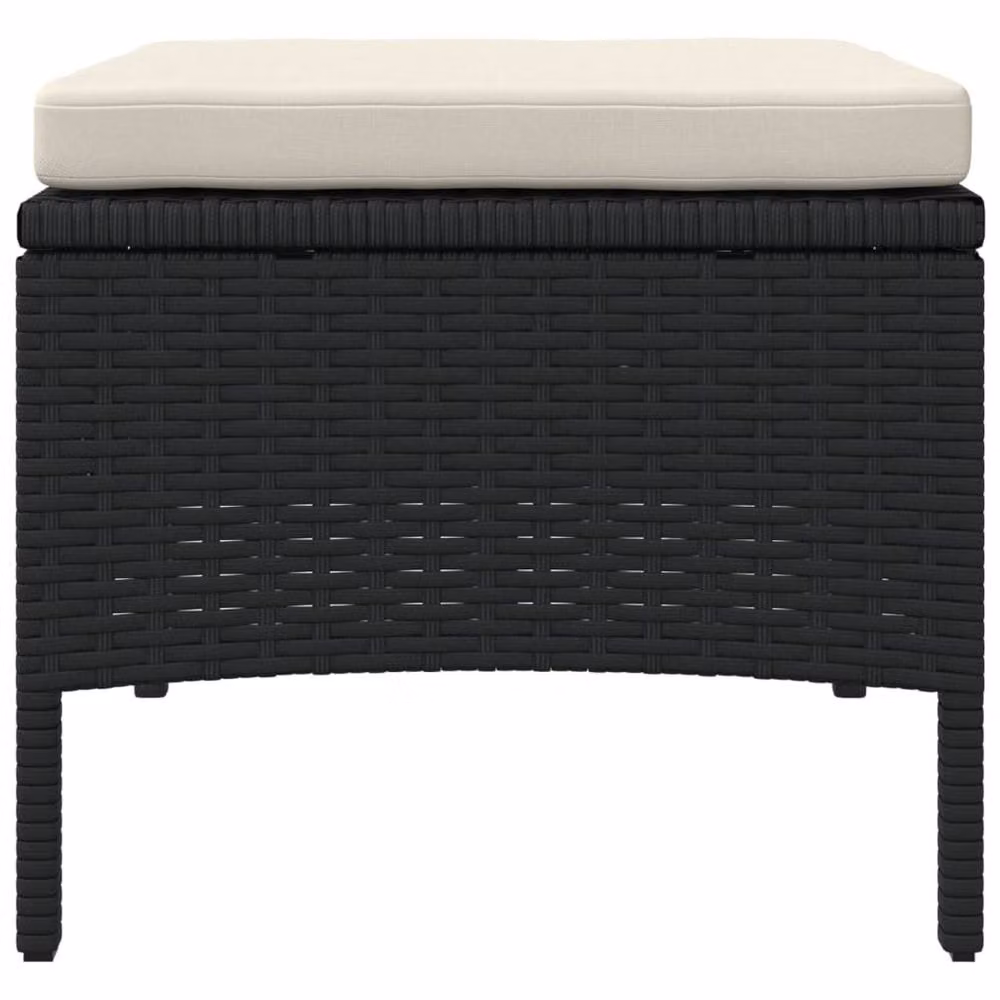Berkfield Home Garden Sofa Set with 2-Seater Outdoor Sofa, Coffee Table and Matching Ottomans in Black Rattan – 4