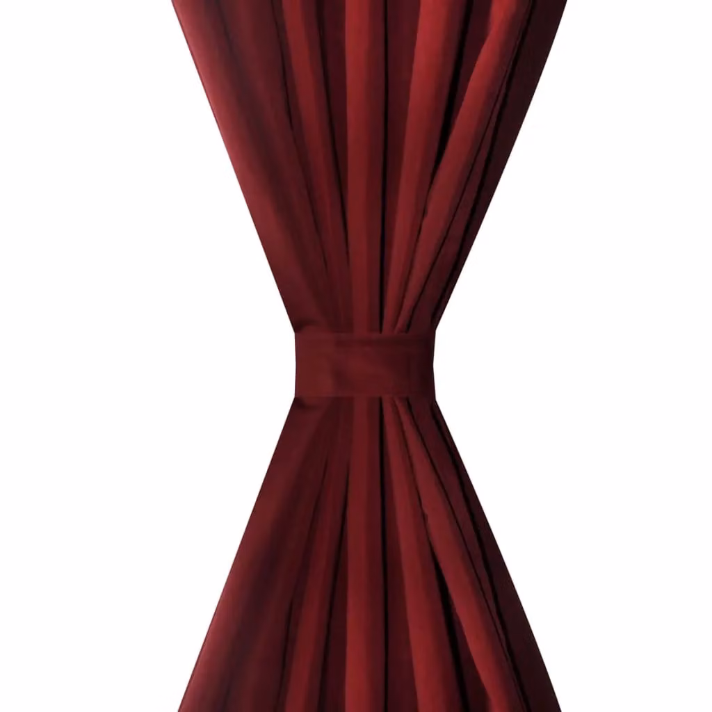 Berkfield Home 2-Piece Bordeaux Micro-Satin Curtains with Loops, Red, W: 140 cm, H: 175 cm – 3