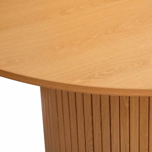 Birlea Axel Round Fluted Oak Dining Set with 4 Brown Fabric Chairs – 4