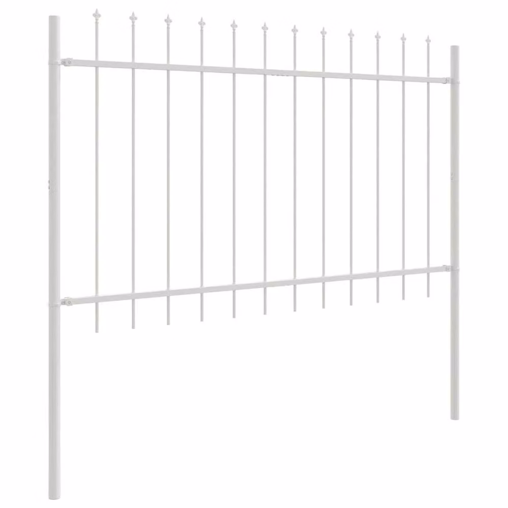 Berkfield Home White Steel Garden Fence with Spear Top, W: 510 cm, H: 130 cm – 2