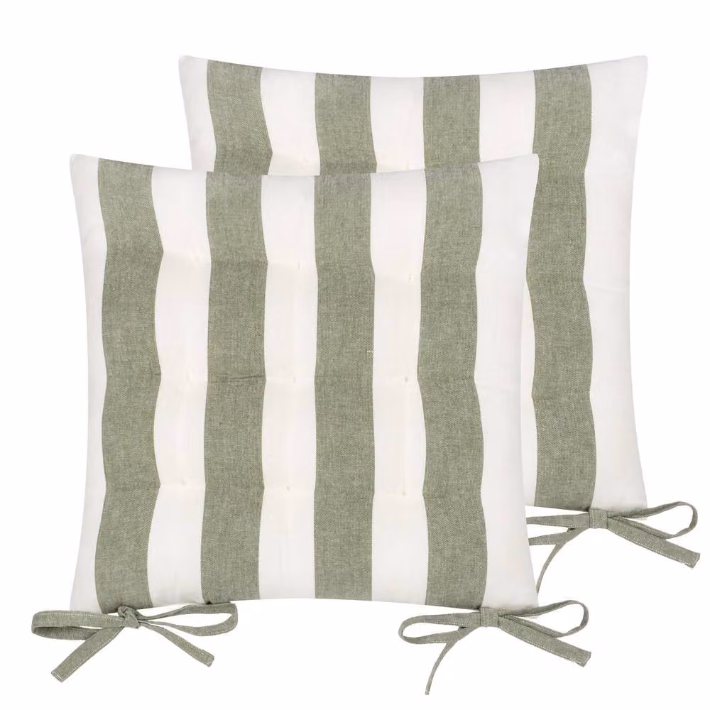 Yard Hayle Striped 100% Cotton Seat Pads, 2 Pack in Green, W/D/H: 40 x 40 x 40 cm – 2