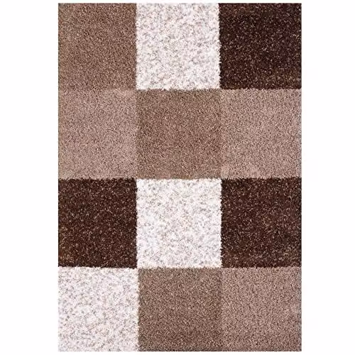 THE RUGS Modern Checked Shaggy Area Rug, Brown, W/D/H: 180 x 270 x 1 cm – 5