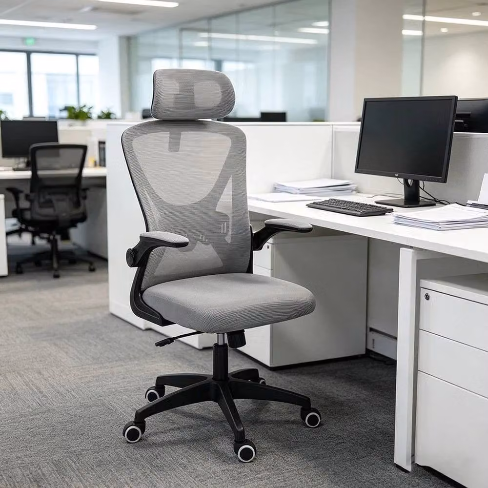 EONLION Ergonomic Mesh Office Chair in Grey with Adjustable Headrest and Armrests – 5