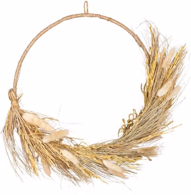 Marco Paul Set of 2 Brown Rustic Artificial Dried Flower Wreaths with Leaves