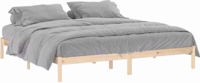 Berkfield Home King Size Solid Wood Pine Bed Frame in Light Oak, W/D/H: 193 x 203 x 31 cm