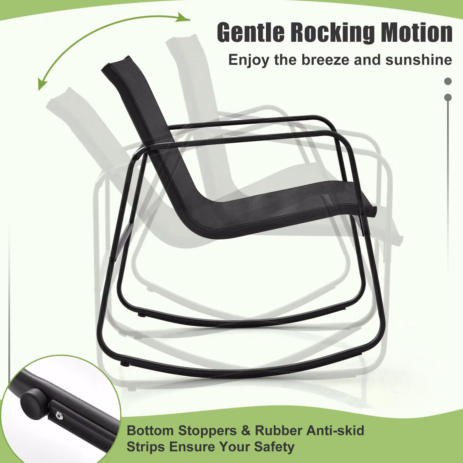 Costway 4 Piece Black Outdoor Patio Rocking Chair and Conversation Set – 4