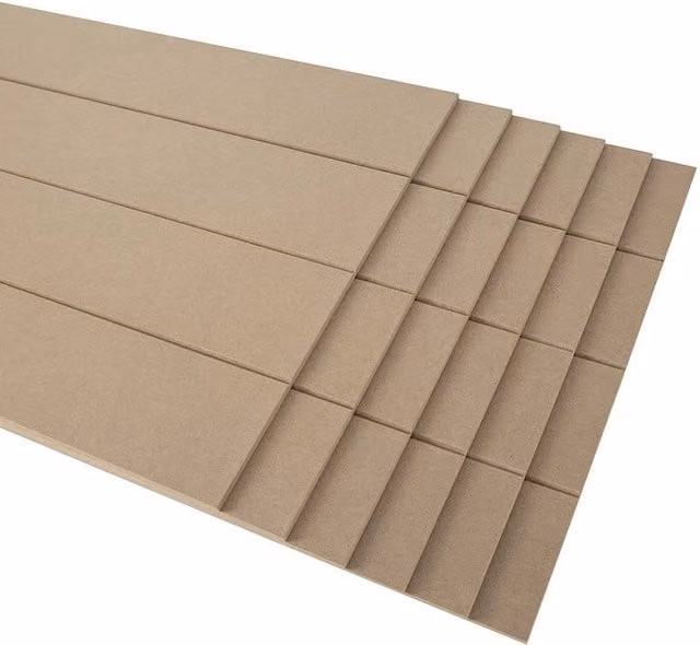 FLAVORA 6-Piece Paintable V-Groove MDF Wall Panels in Brown – 1