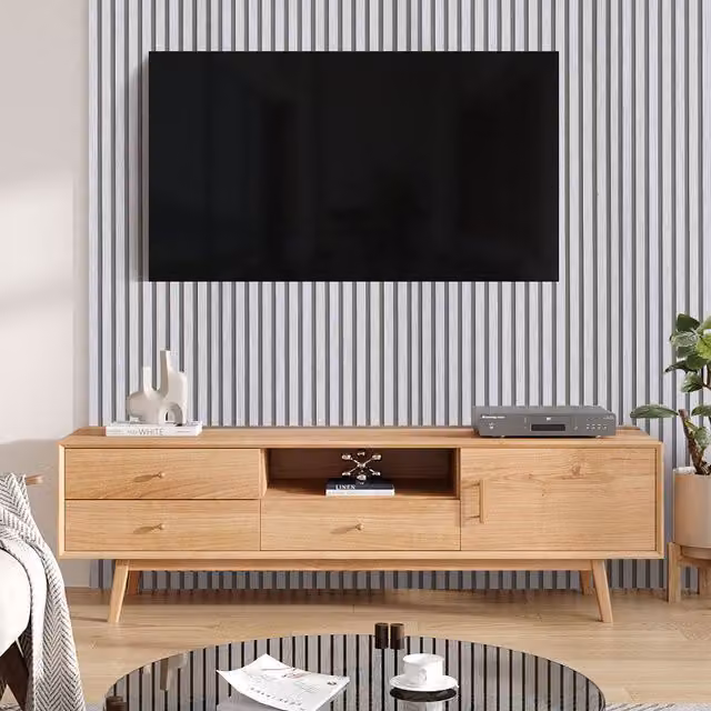 Livingandhome Self Adhesive Wood Effect PVC Stripe Wallpaper in White