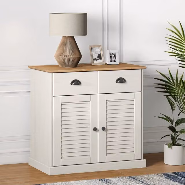 Berkfield Home VIGO Sideboard with Drawers in White Solid Wood Pine, W/D/H: 78 x 40 x 75 cm