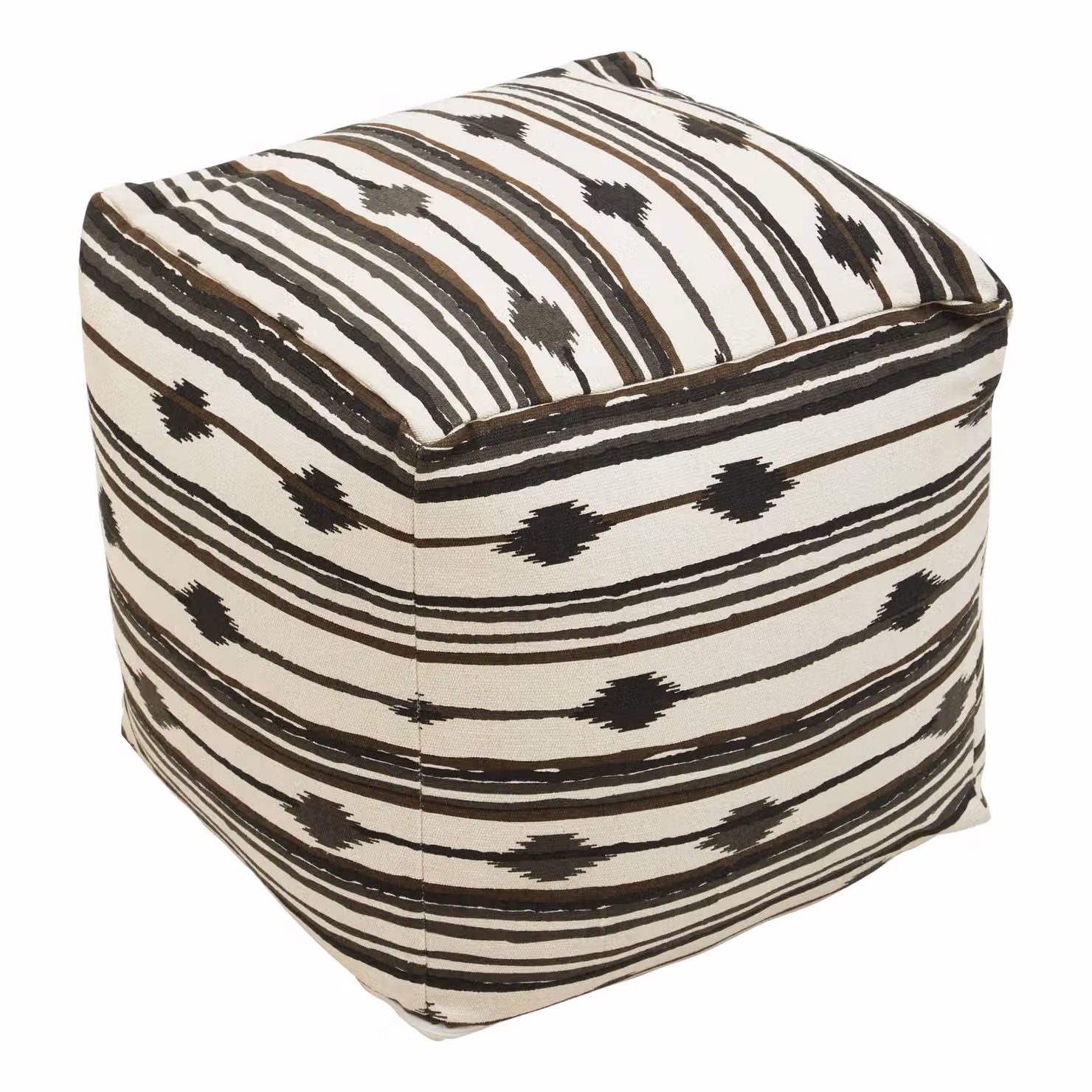 Orsina Cefena Square Pouffe in Black and White Geometric Cotton Fabric – 4