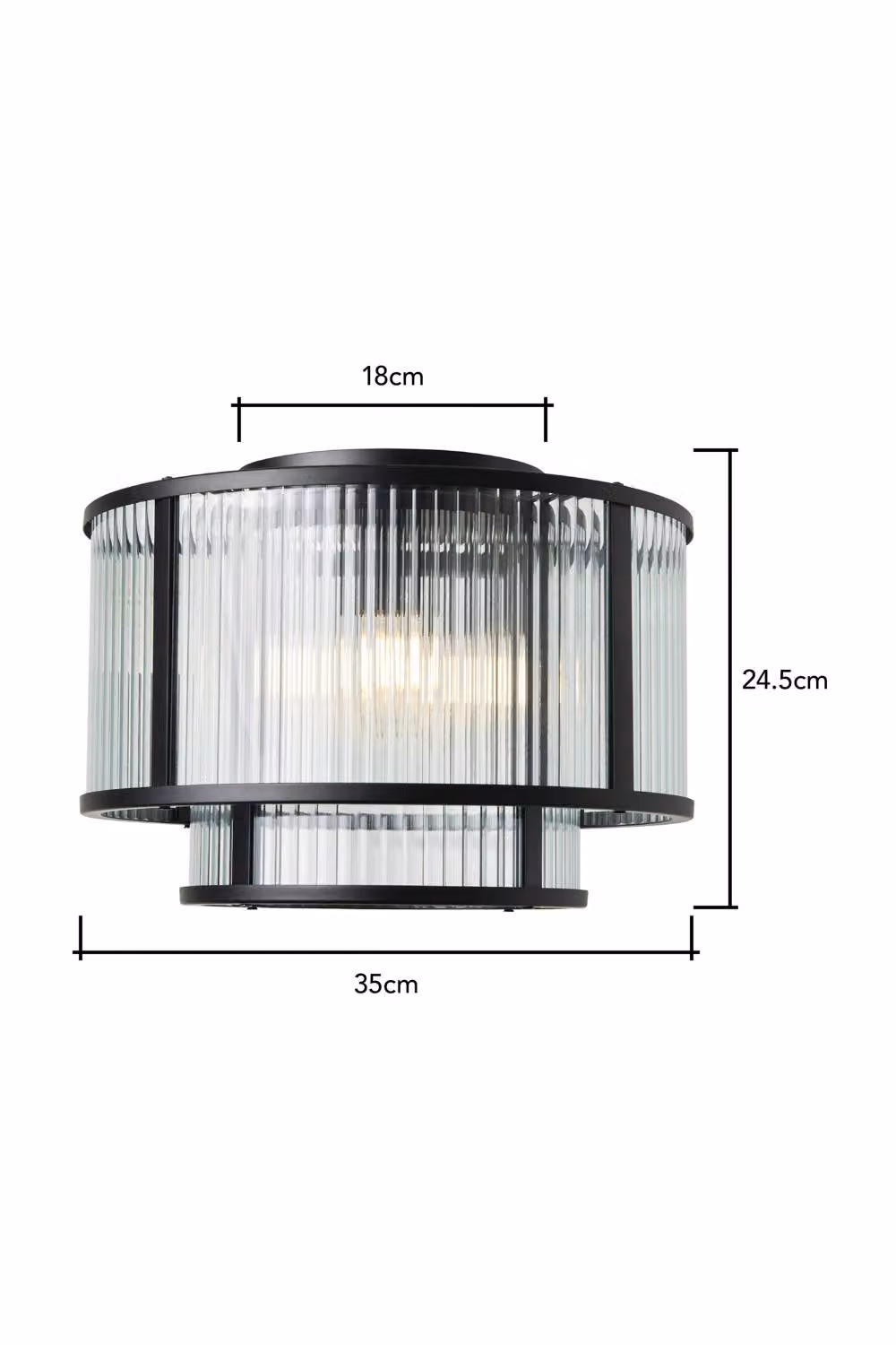 BHS Lighting Jasmine Ribbed Black Flush Ceiling Light – 3