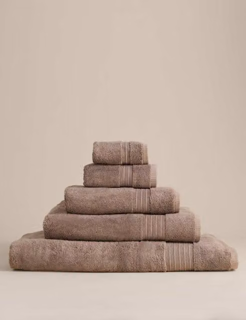 M&S Egyptian Cotton Fluffy Quick Drying Towel in Mink Brown/Beige