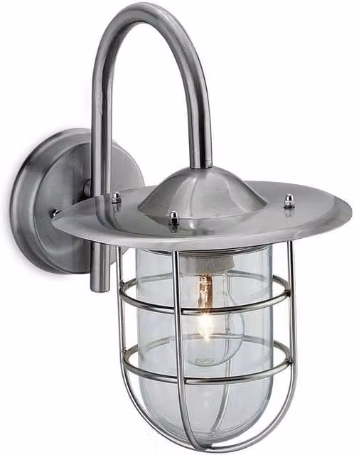 Firstlight Cage Maritime Stainless Steel IP44 E27 Wall Lantern with Transparent Glass