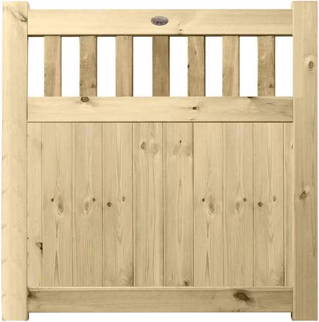 Premier Garden Supplies URBAN Interlocked Tongue Groove Pressure Treated Garden Gate with Picket Pale Top, Height: 120 cm