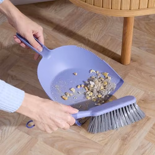Clarsen 5-Piece Purple Plastic Cleaning Brush Set with Cushioned Floral Handles – 3