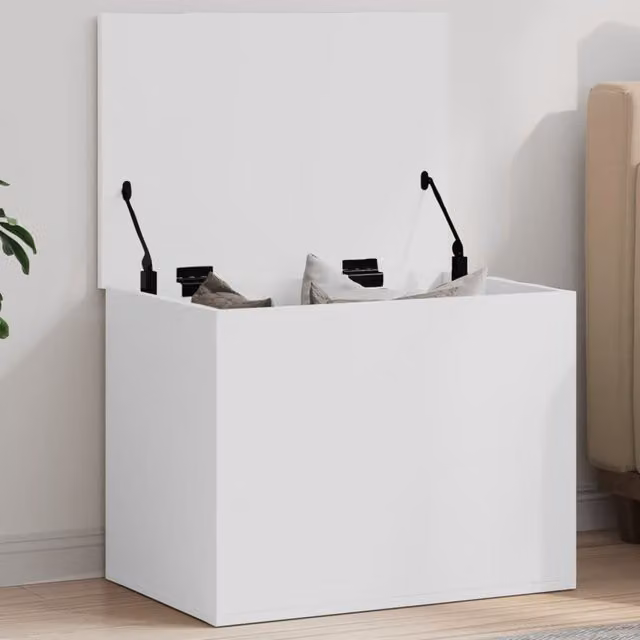Berkfield Home White MDF Storage Box with Soft-Close Removable Lid, W/D/H: 60 x 42 x 46 cm