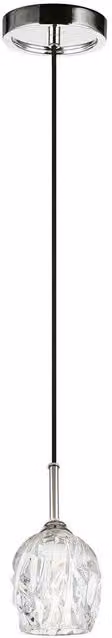 Elstead Rubin 1 Light Mini Pendant Ceiling Light in Polished Nickel with Grey Glass Shade and G9 Bulb