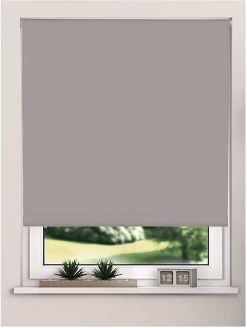 New Edge Blinds Thermal Blackout Trimmable Roller Blind in Light Grey, W: 240 cm, H: 165 cm