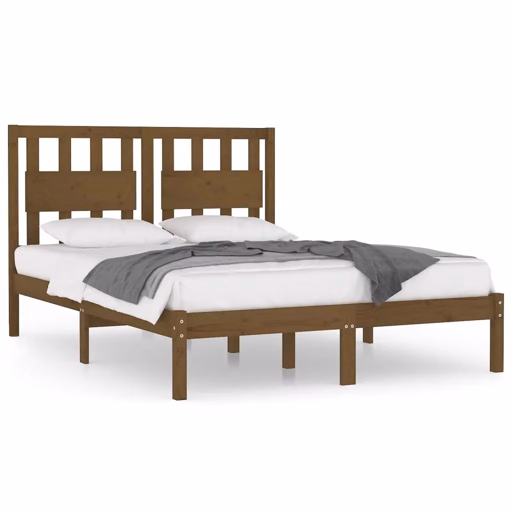 Berkfield Home Rustic Solid Wood Pine Bed Frame in Honey Brown, W/D/H: 200 x 200 cm – 2