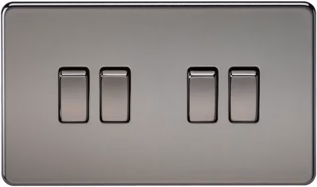 Knightsbridge Screwless 10AX 4G 2-Way Flush Switch in Black Nickel