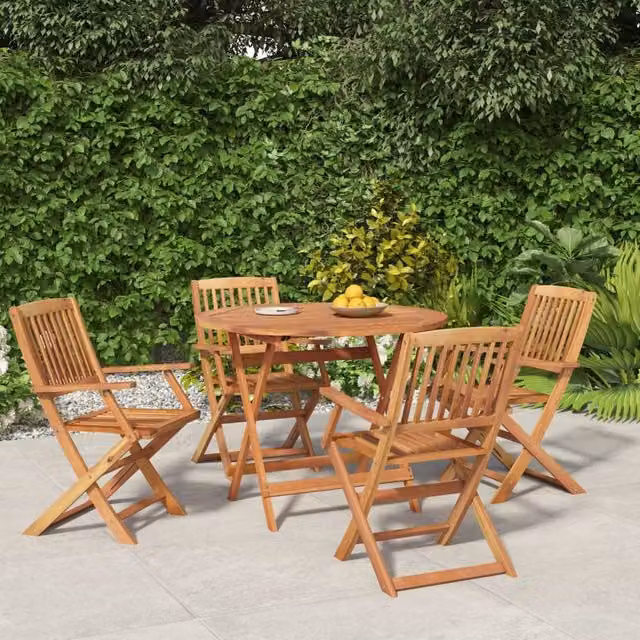 Berkfield Home 5 Piece Garden Dining Set in Brown Solid Acacia Wood