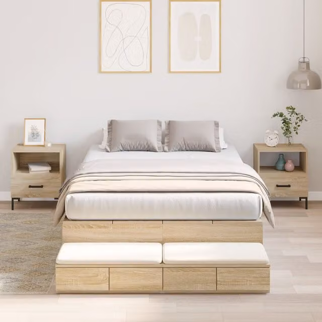 Berkfield Home Sonoma Oak Storage Bed Frame with Drawers, Brown, W/D/H: 120 x 200 x 31.5 cm