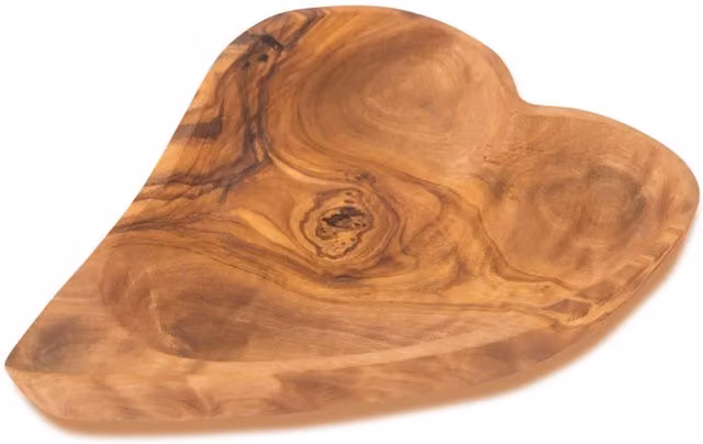 Verano Spanish Ceramics Heart Shaped Snack Serving Dish in Brown, W: 13 cm, H: 15 cm