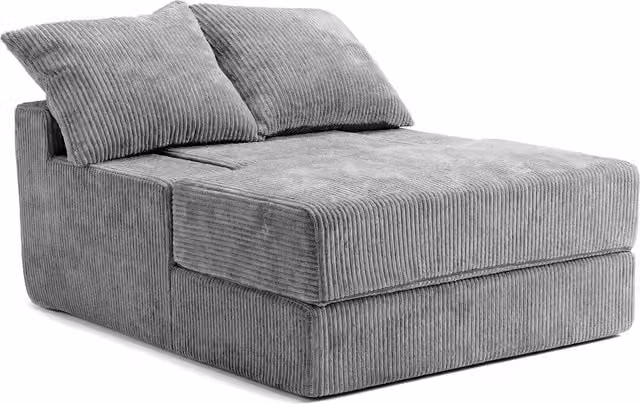 Costway Modern Grey Fabric Convertible Sleeper Chair with Armrests and Scatter Cushions
