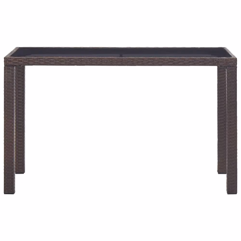 Berkfield Home Brown Poly Rattan Garden Table with Glass Top, W/D/H: 123 x 60 x 74 cm – 2