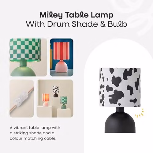 ValueLights Miley Green Checkerboard Drum Table Lamp with LED Bulb – 2