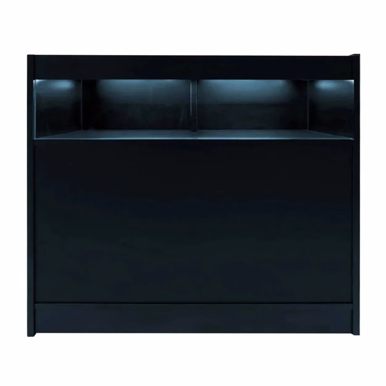 Monstershop B1200 LED Retail Shop Counter in Black with Glass Sliding Doors and Integrated Lighting – 2