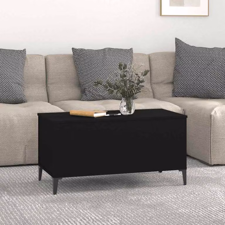 Berkfield Home Black Modern Rectangular Coffee Table with Lift Mechanism, W: 90 cm, D: 44.5 cm, H: 45 cm