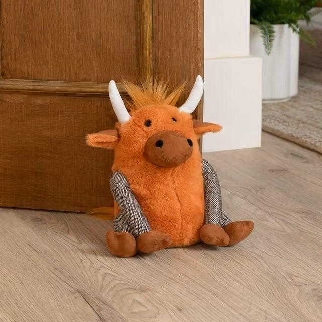 Furn Angus Orange Highland Cow Faux Fur Weighted Novelty Doorstop W/D/H: 12 x 25 x 25 cm – 1