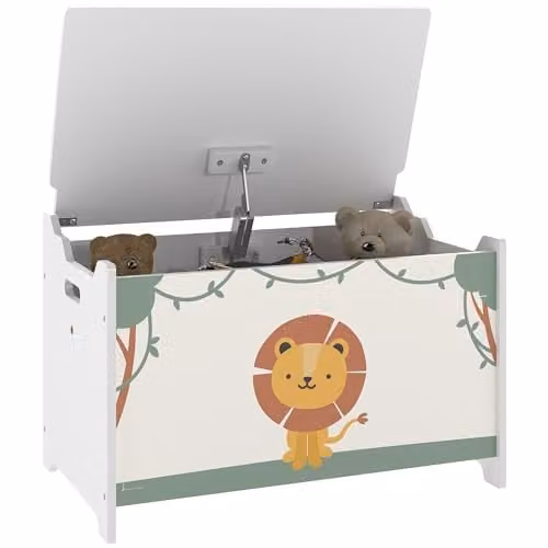 AIYAPLAY Toy Box with Soft-Close Lid for Childrens Bedrooms, Green, W: 74 cm, D: 37 cm, H: 39 cm