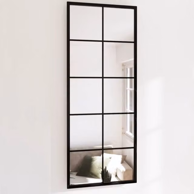 Berkfield Home Classic Rectangular Wall Mirror in Black Metal and Glass, W: 100 cm, H: 40 cm